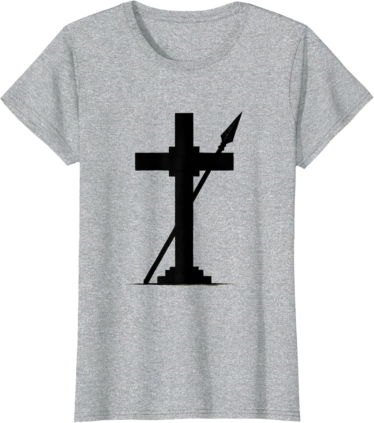 Roman Spear and Cross Christian Faith Graphic T-Shirt - Heather Grey