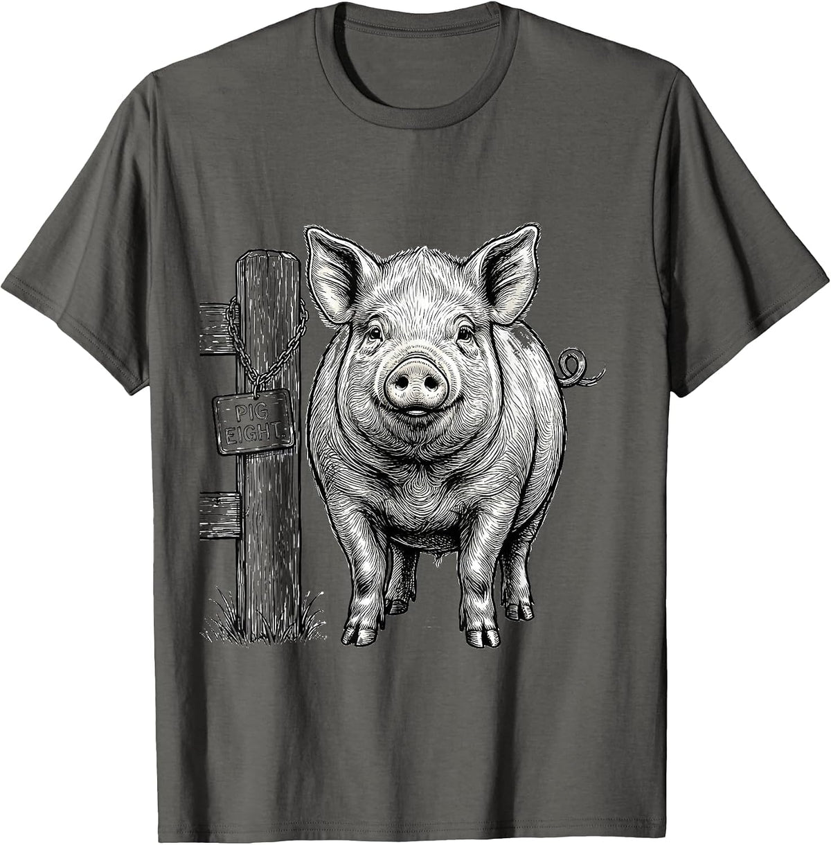 Men's Pig Eight Funny Pig Lover Novelty Humor Gift T-Shirt - Asphalt Grey