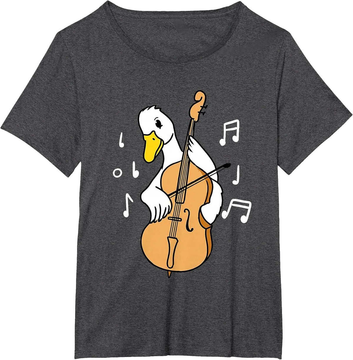 Duck Playing Cello for Cello Player T-Shirt - Dark Heather Grey