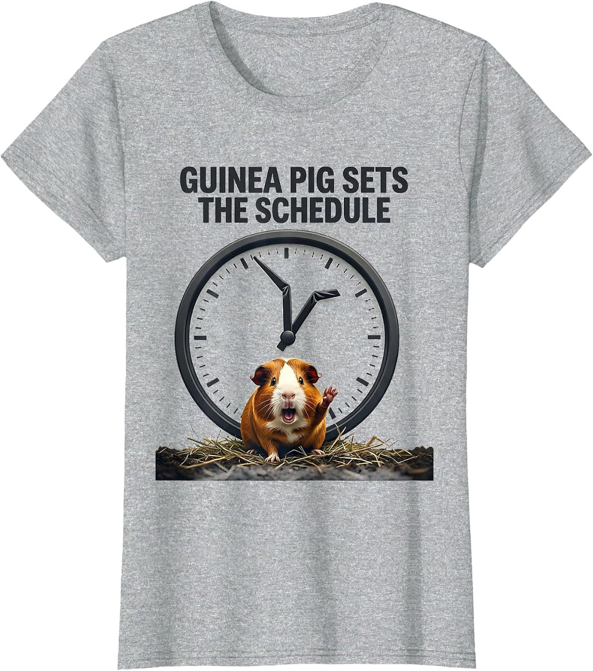 Guinea Pig Sets The Schedule Funny Pet Lover Gift T-Shirt - Heather Grey