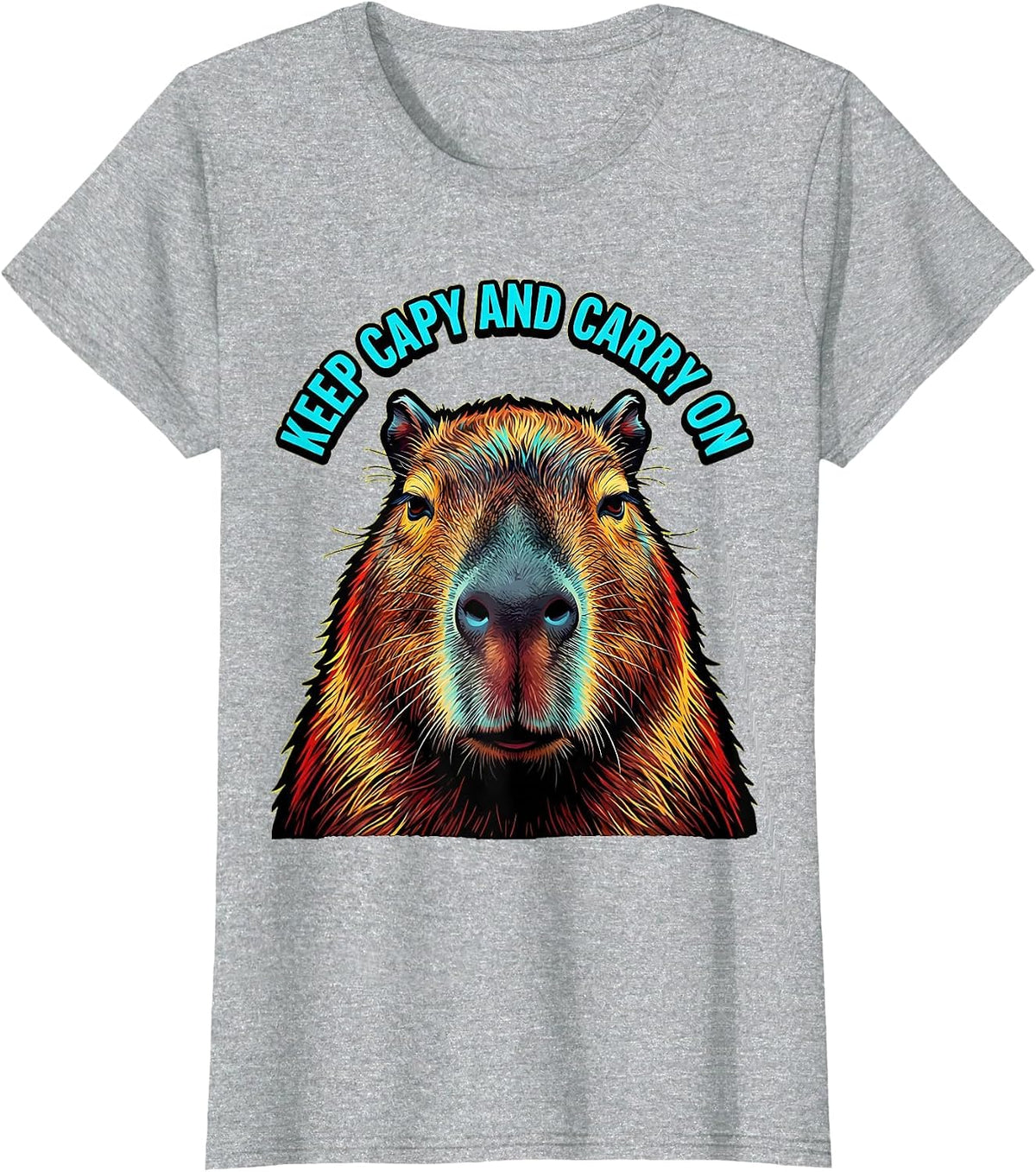 Keep Capy And Carry On Pop Art Capybara Meme Humor T-Shirt - Heather Grey