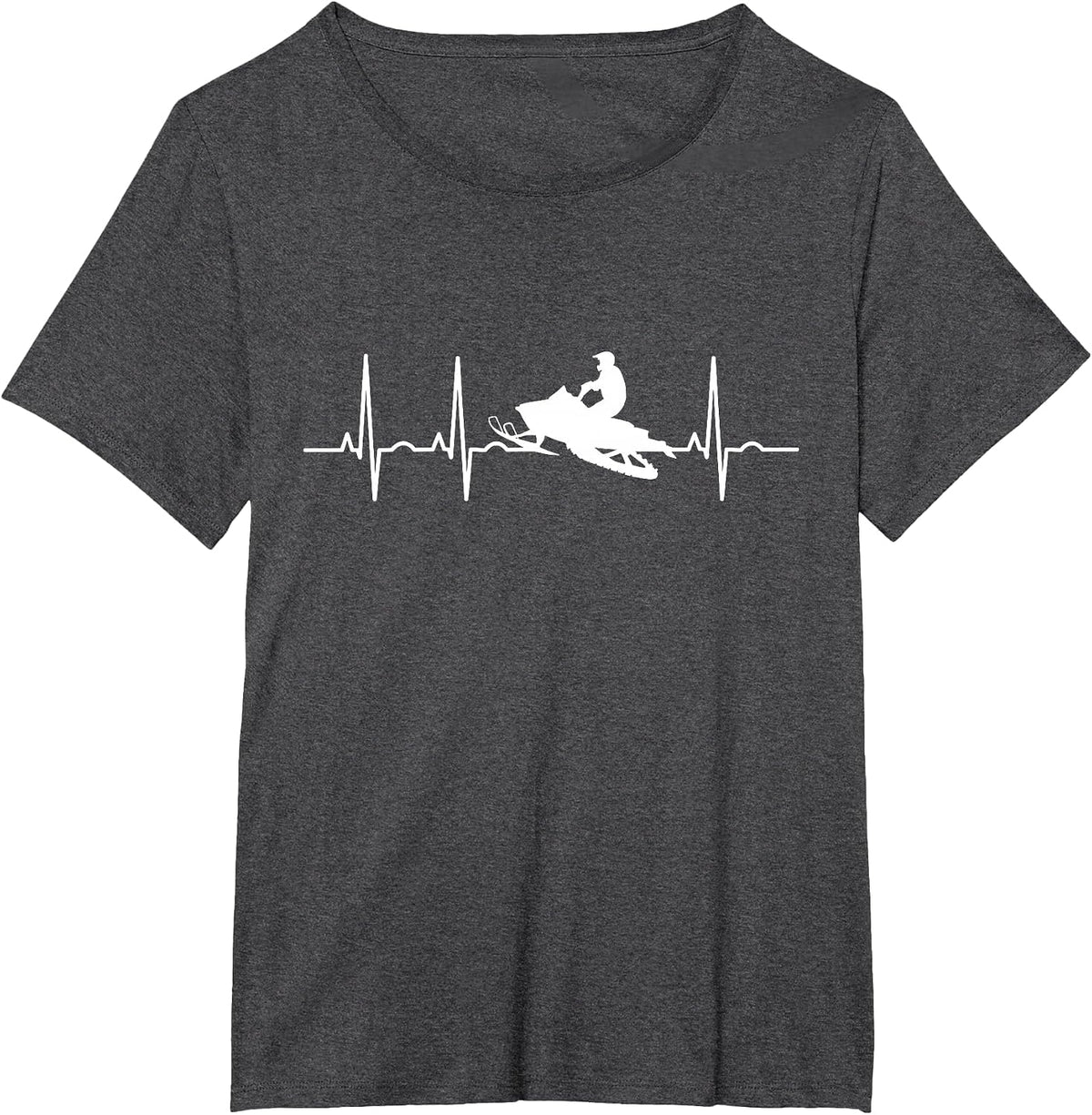 Snowmobile Heartbeat Snowmobiling Lovers Snowmobile Rider T-Shirt - Dark Heather Grey