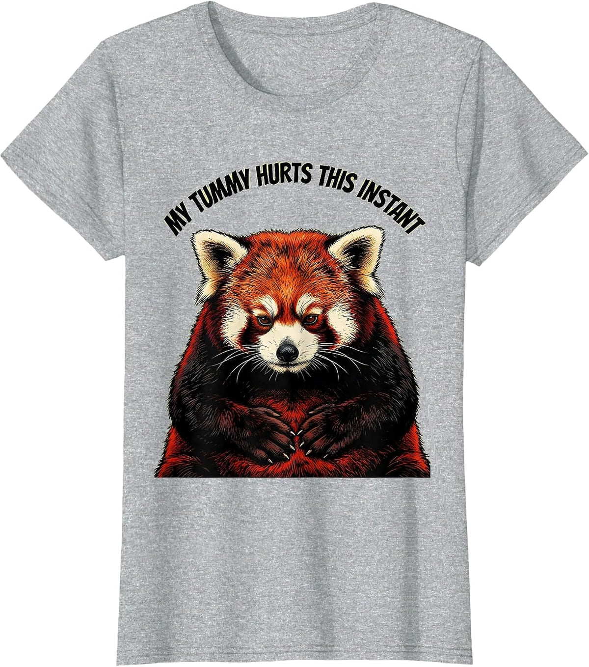 My Tummy Hurts This Instant Funny Red Panda Meme Humor T-Shirt - Heather Grey