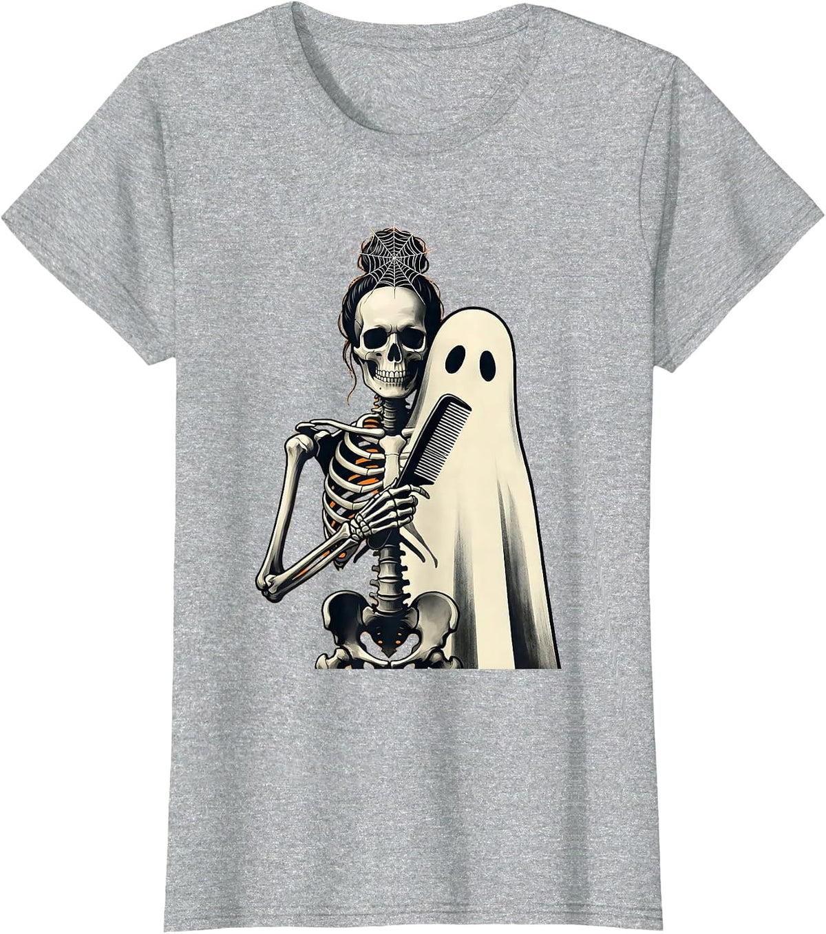 Skeleton Hairstylist Ghost Client Halloween Humor T-Shirt - Heather Grey