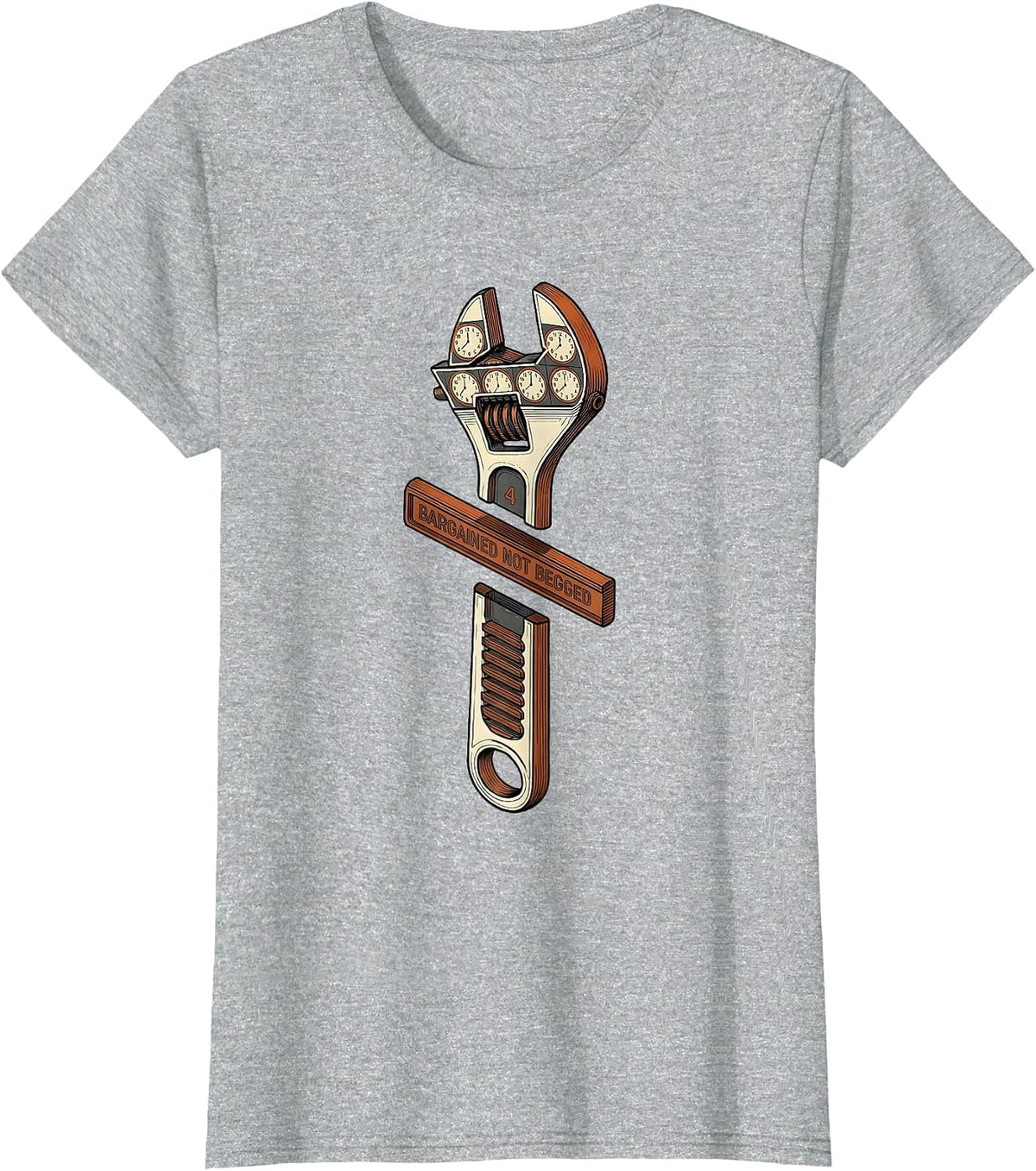 Women's Bargained, Not Begged Union Strong Labor Day Skilled Worker T-Shirt - Heather Grey