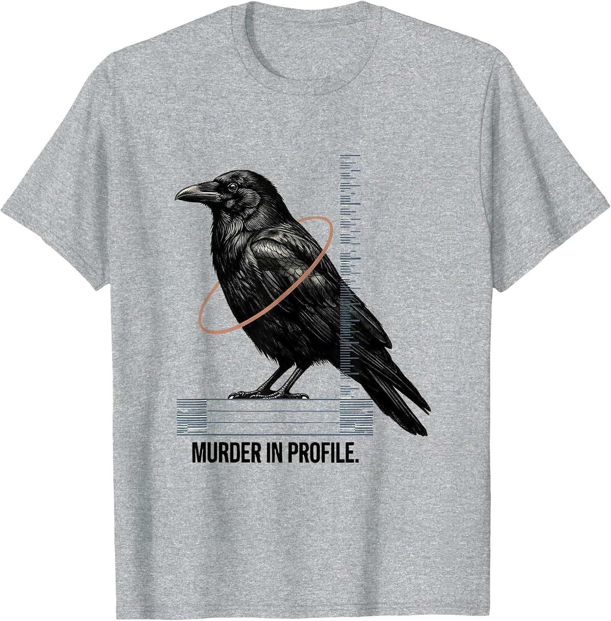 Men's Murder In Profile Gothic Crow Raven Humor Literary Pun T-Shirt - Heather Grey