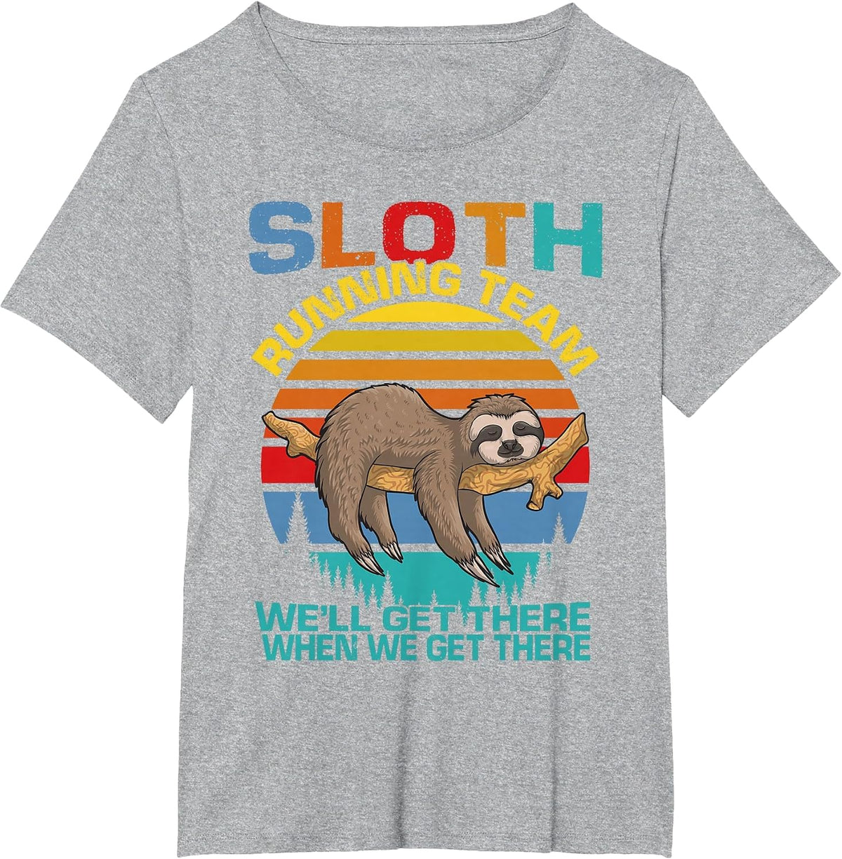 Vintage Sloth Running Team We'll Get There Funny Sloth T-Shirt - Heather Grey