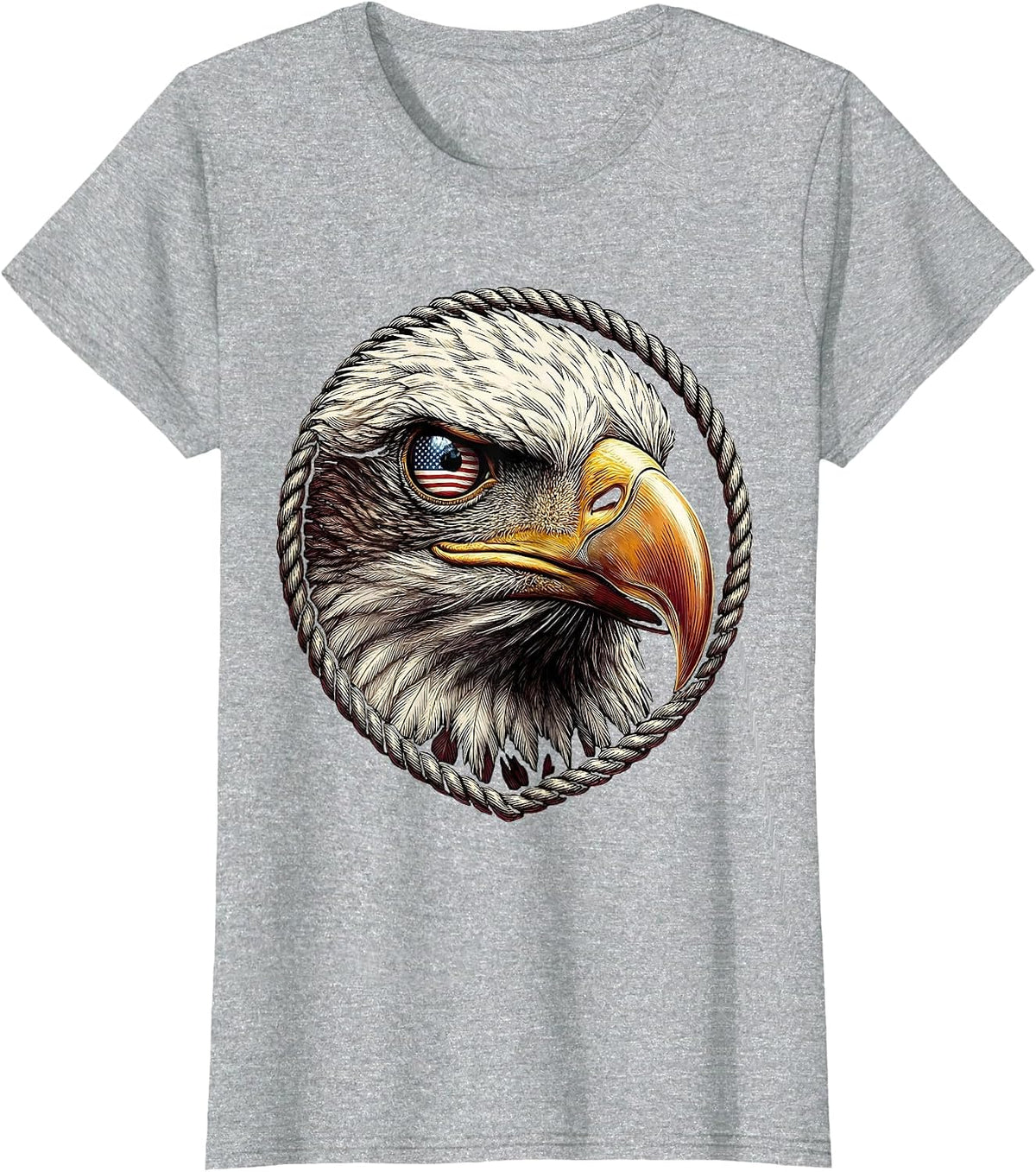 American Flag Eagle Eye Patriotic Graphic T-Shirt - Heather Grey