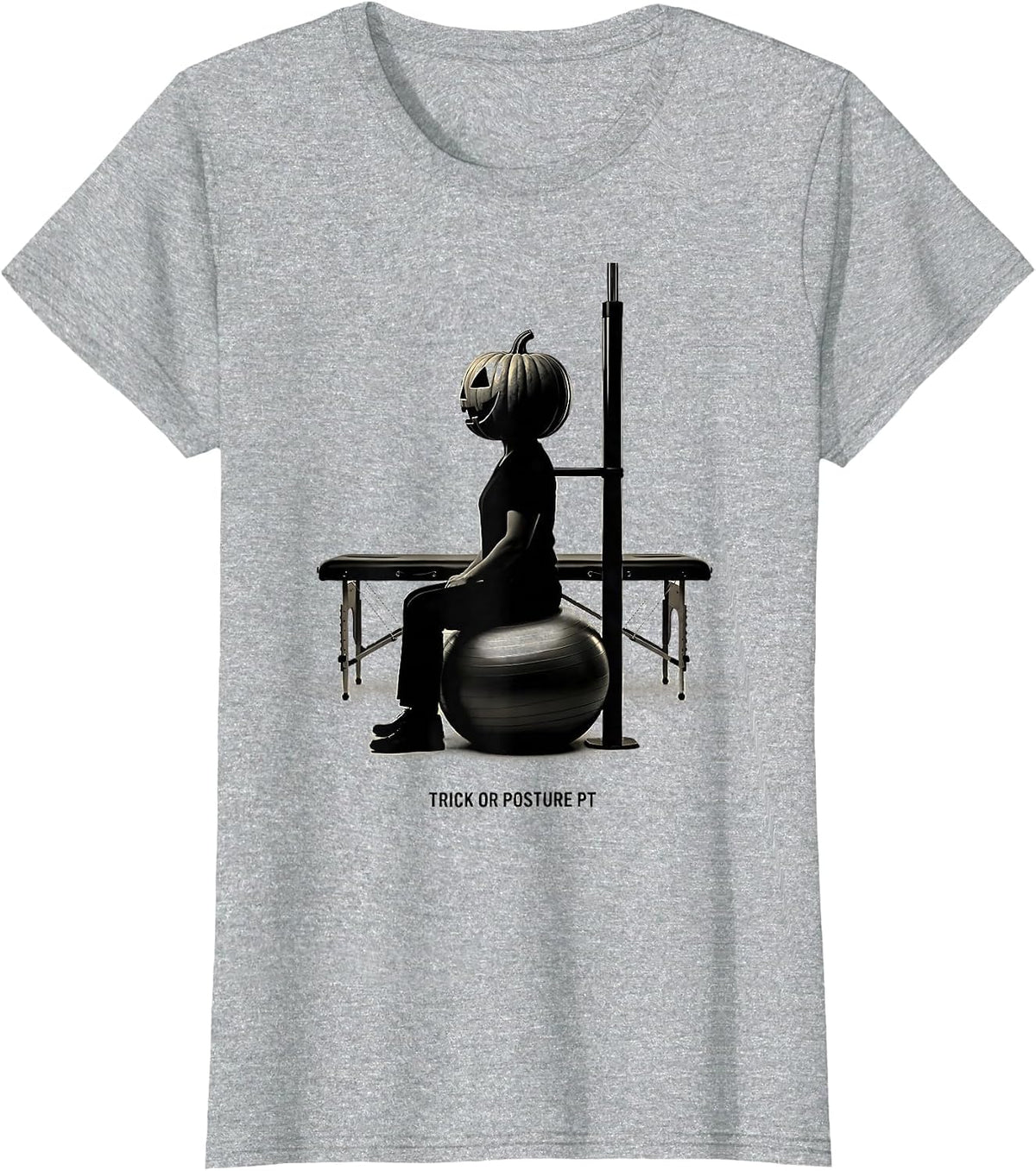 Trick Or Posture PT Funny Physical Therapy Halloween T-Shirt - Heather Grey
