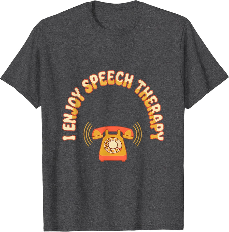 Men's I Enjoy Speech Therapy Retro Groovy SLP Therapist Gift T-Shirt - Dark Heather Grey