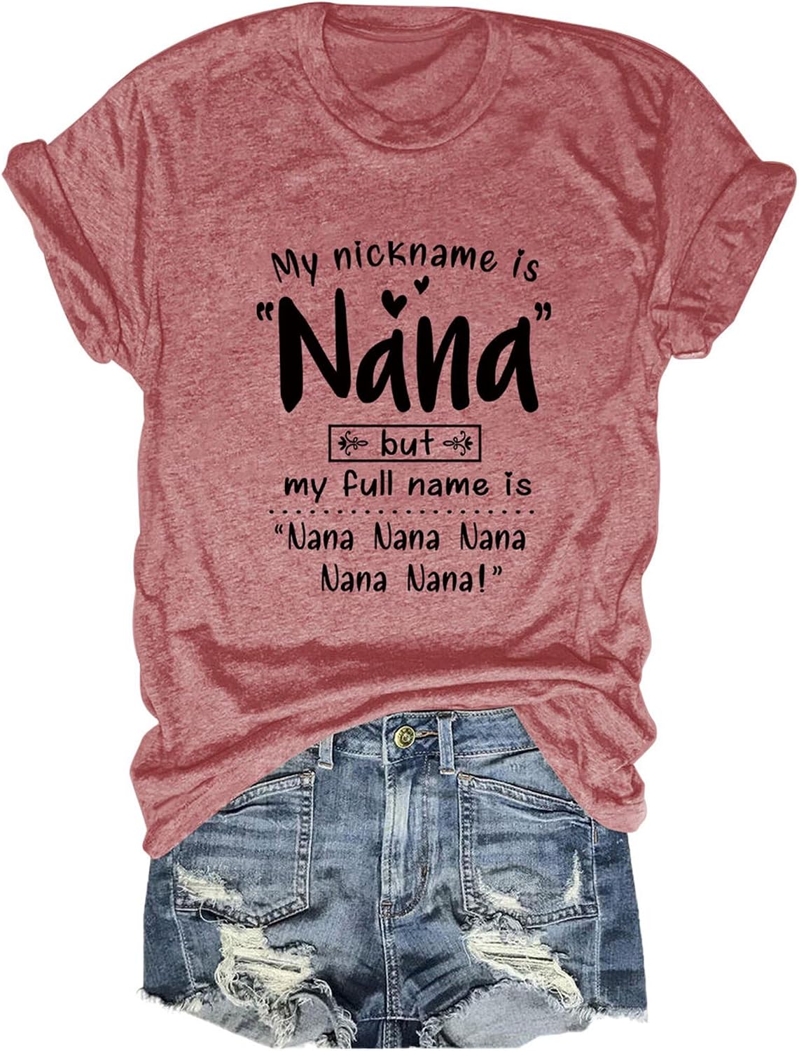 Grandma Shirt for Women My Nickname is Nana Tshirt Grandma Life Graphic Top - 01-rose Gold