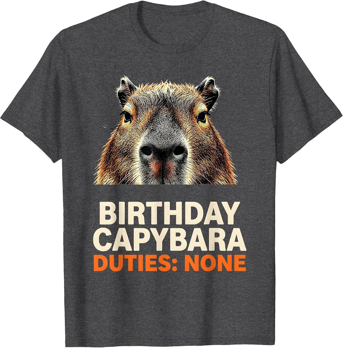 Men's Birthday Capybara Duties None Funny Animal Lover Humor T-Shirt - Dark Heather Grey