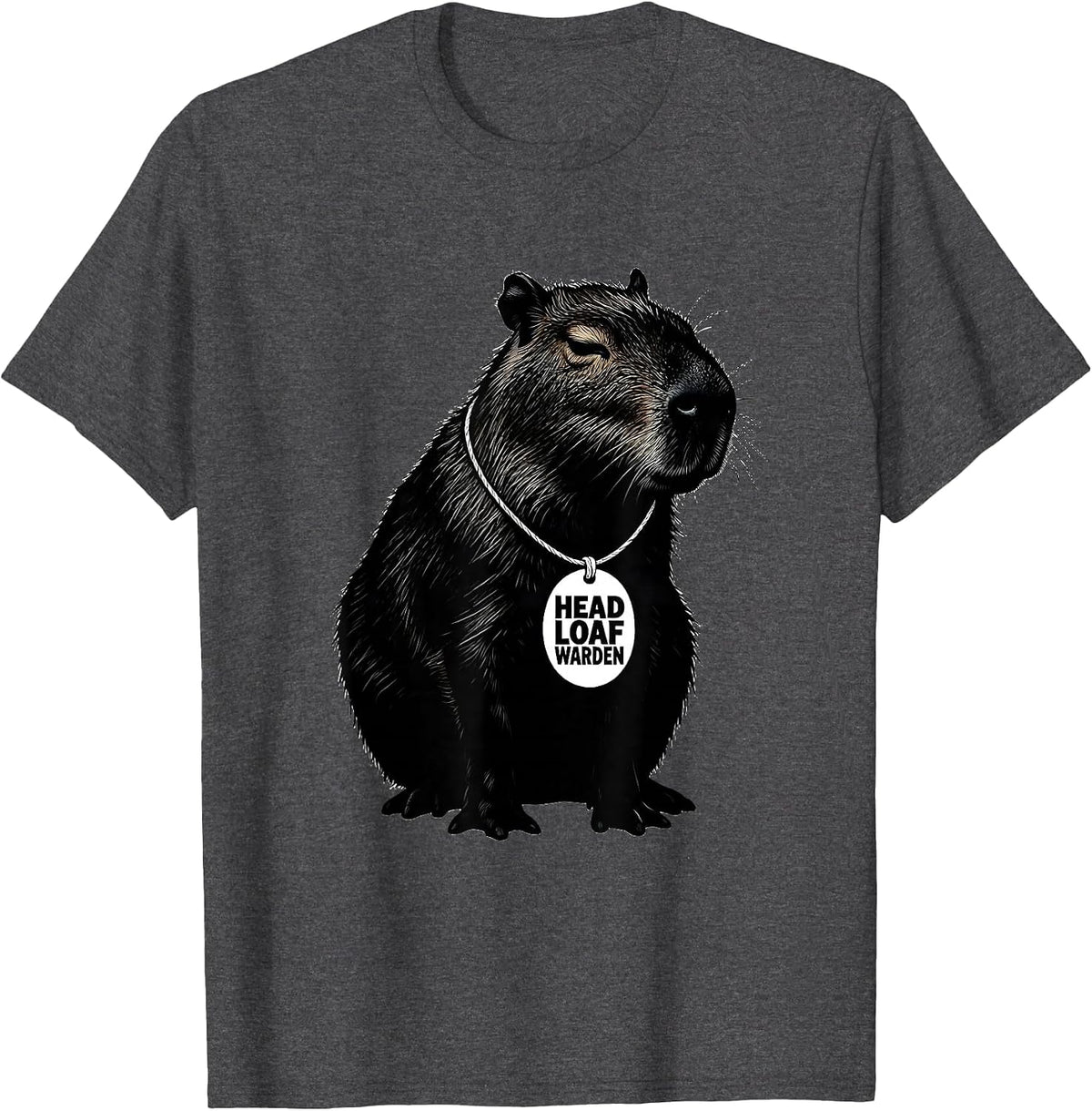 Capybara Head Loaf Warden Funny Gamer Capybara Meme T-Shirt - Dark Heather Grey