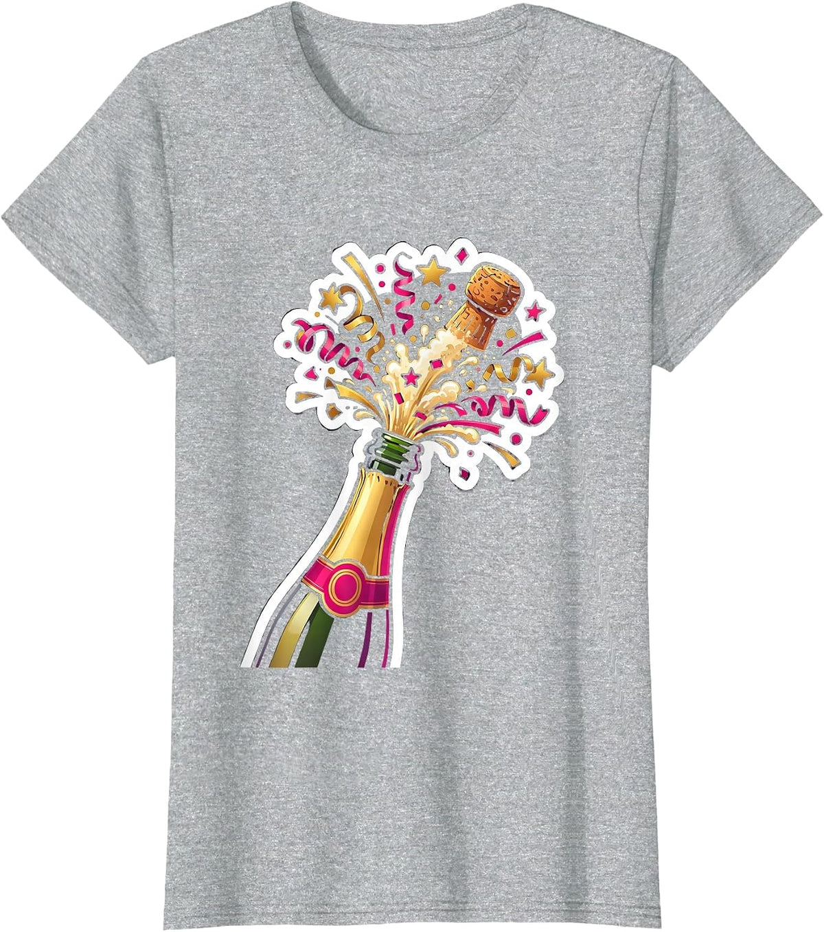 Champagne Pop Birthday Celebration Confetti T-Shirt - Heather Grey