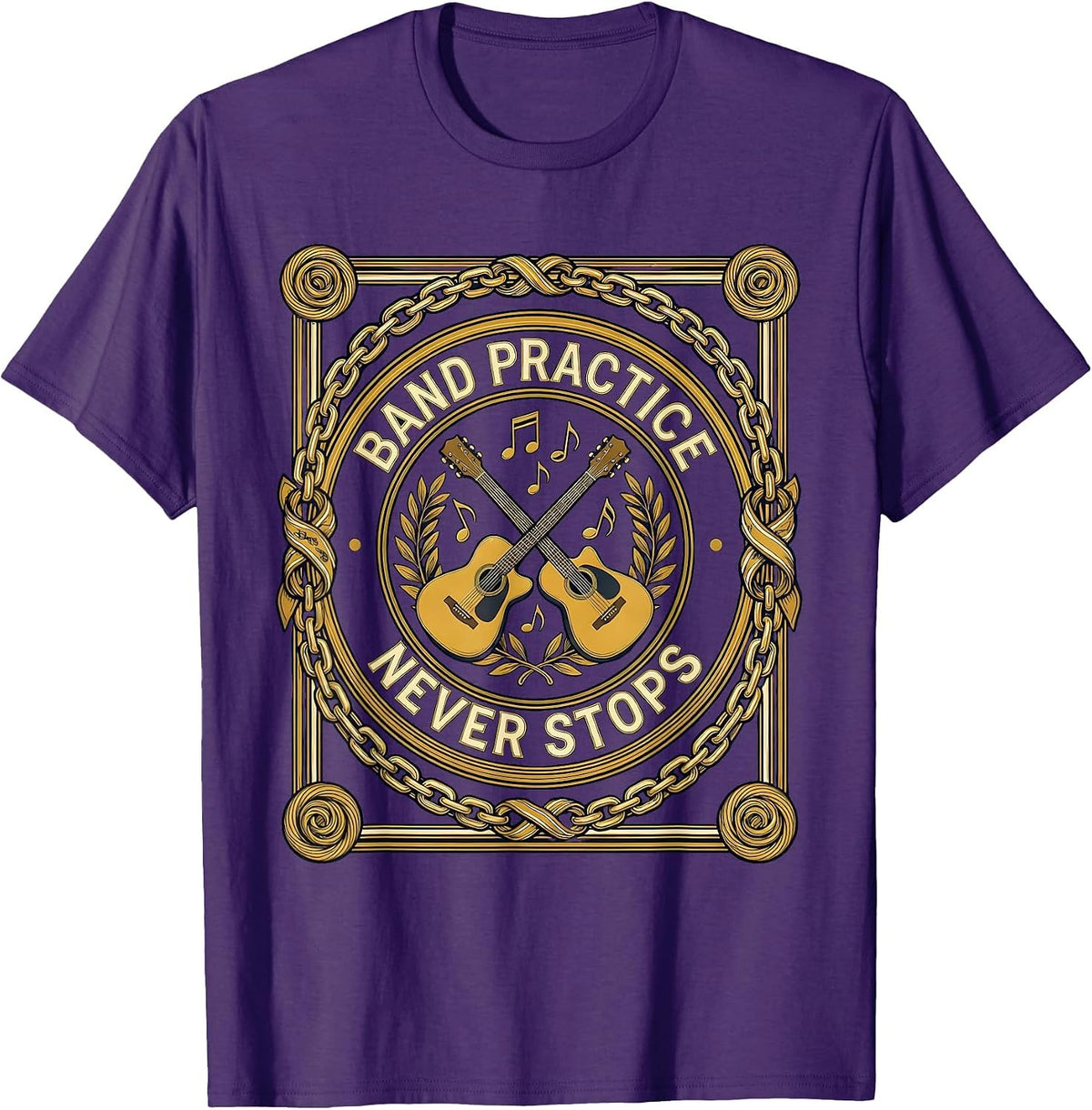 Men's Band Practice Never Stops Musician Design T-Shirt - Purple