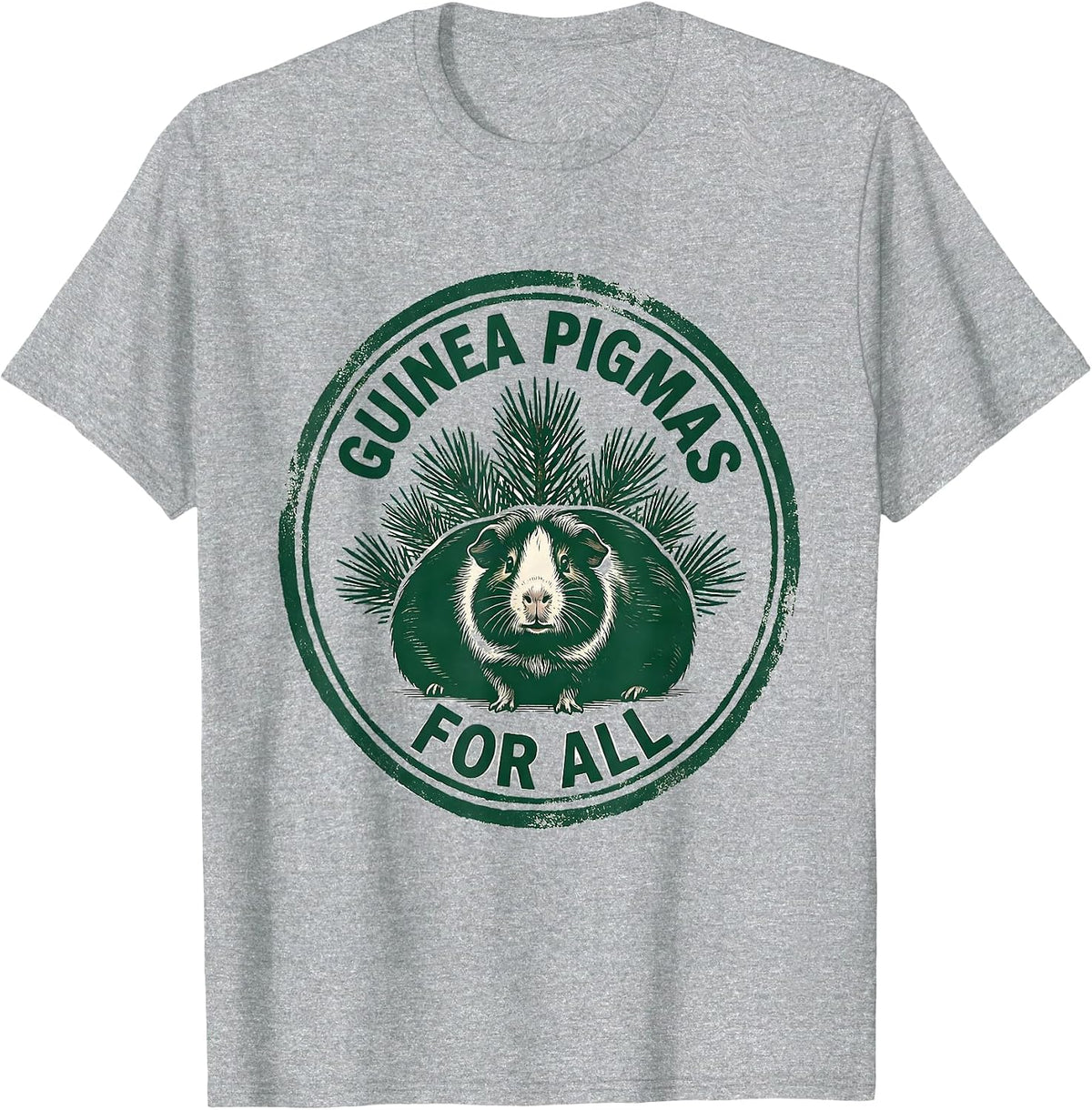 Men's Guinea Pigmas For All Funny Guinea Pig Christmas Rubber T-Shirt - Heather Grey