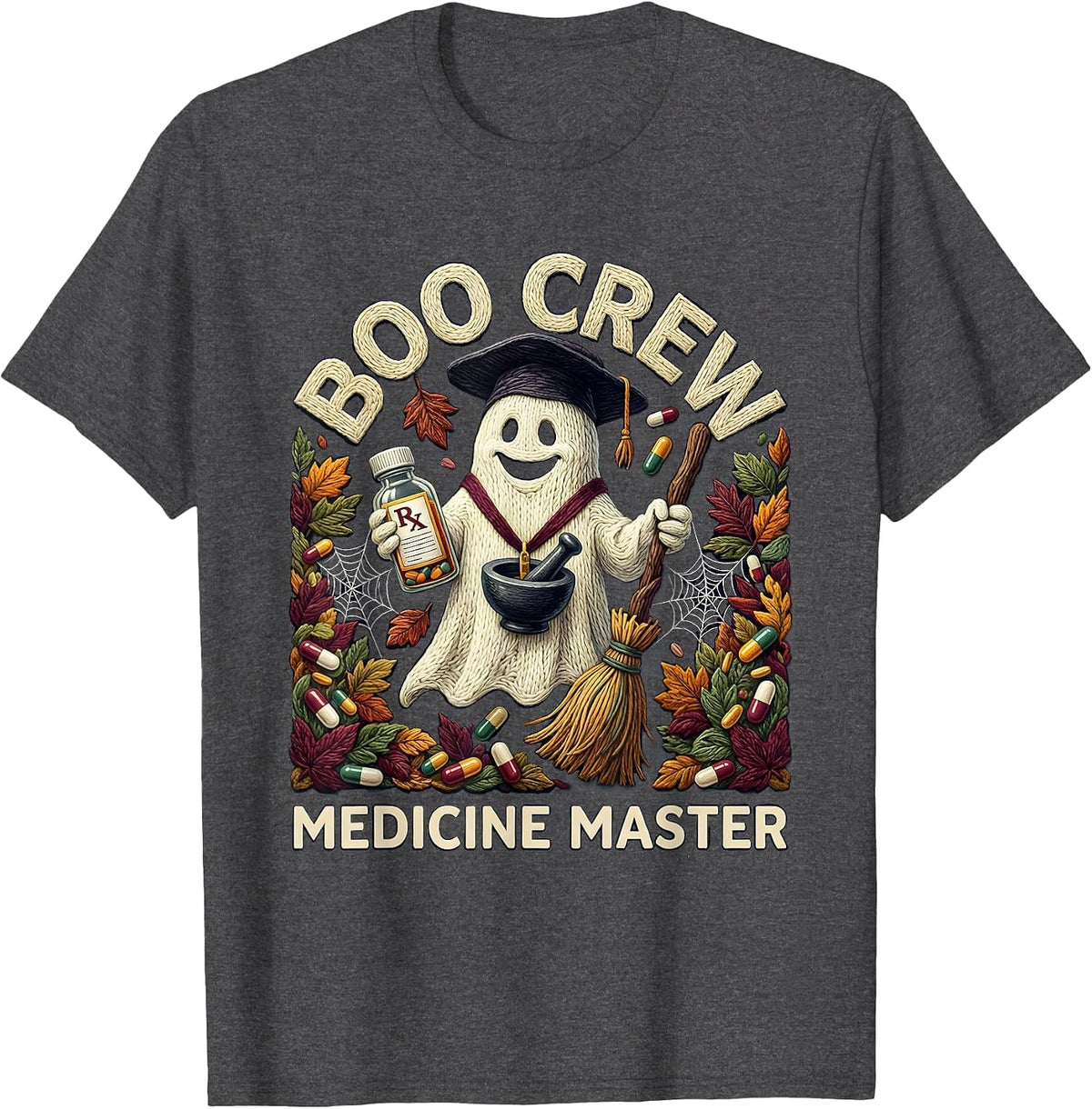 Men's Boo Crew Medicine Master Halloween Design T-Shirt - Dark Heather Grey