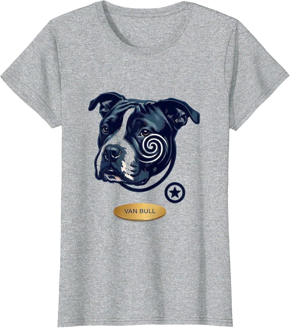 Women's Van Bull Minimalist Bull Terrier Van Gogh Starry Night Breed T-Shirt - Heather Grey