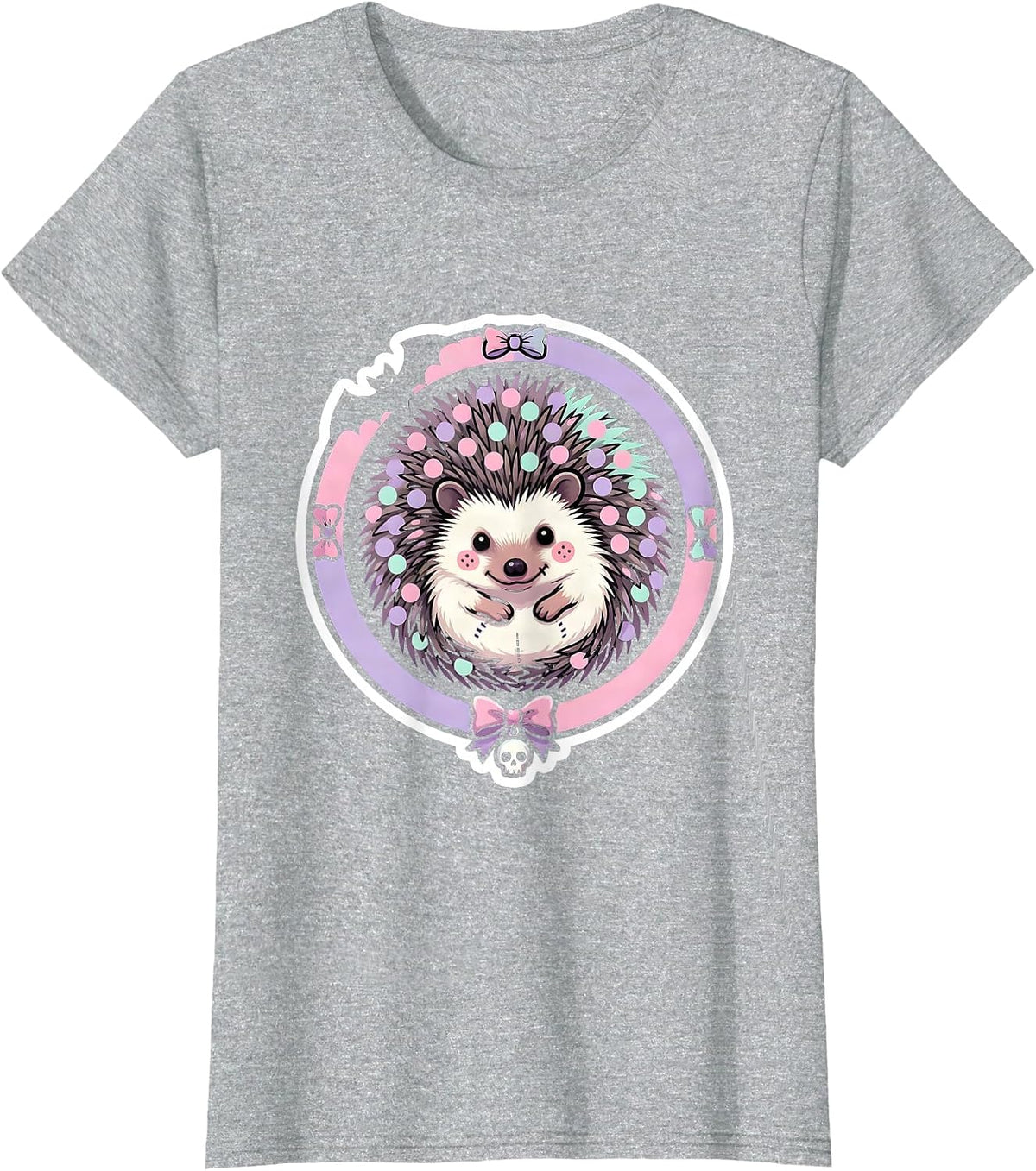 Women's Hedgehog Polka Dot Ball Cute Girls Graphic T-Shirt - Heather Grey