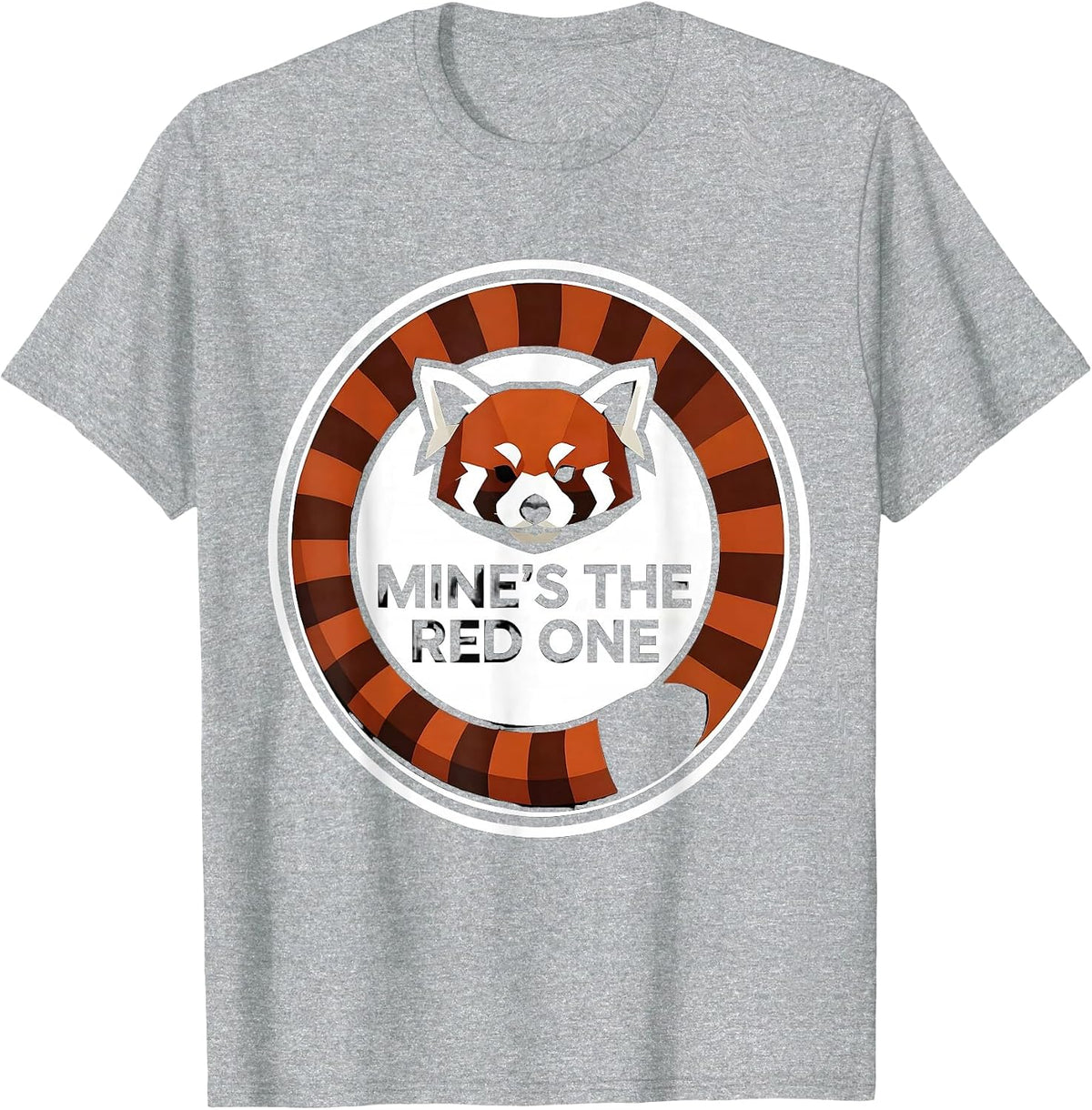 Men's Mine's The Red One Geometric Panda Lover Funny Cute Humor T-Shirt - Heather Grey