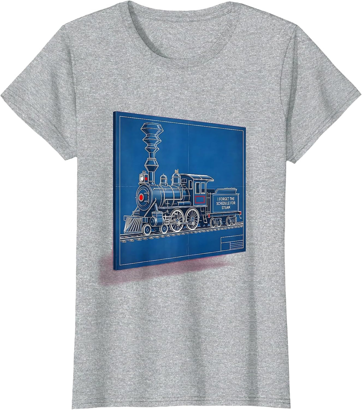 I Forget The Schedule For Steam Technical Blueprint Train T-Shirt - Heather Grey