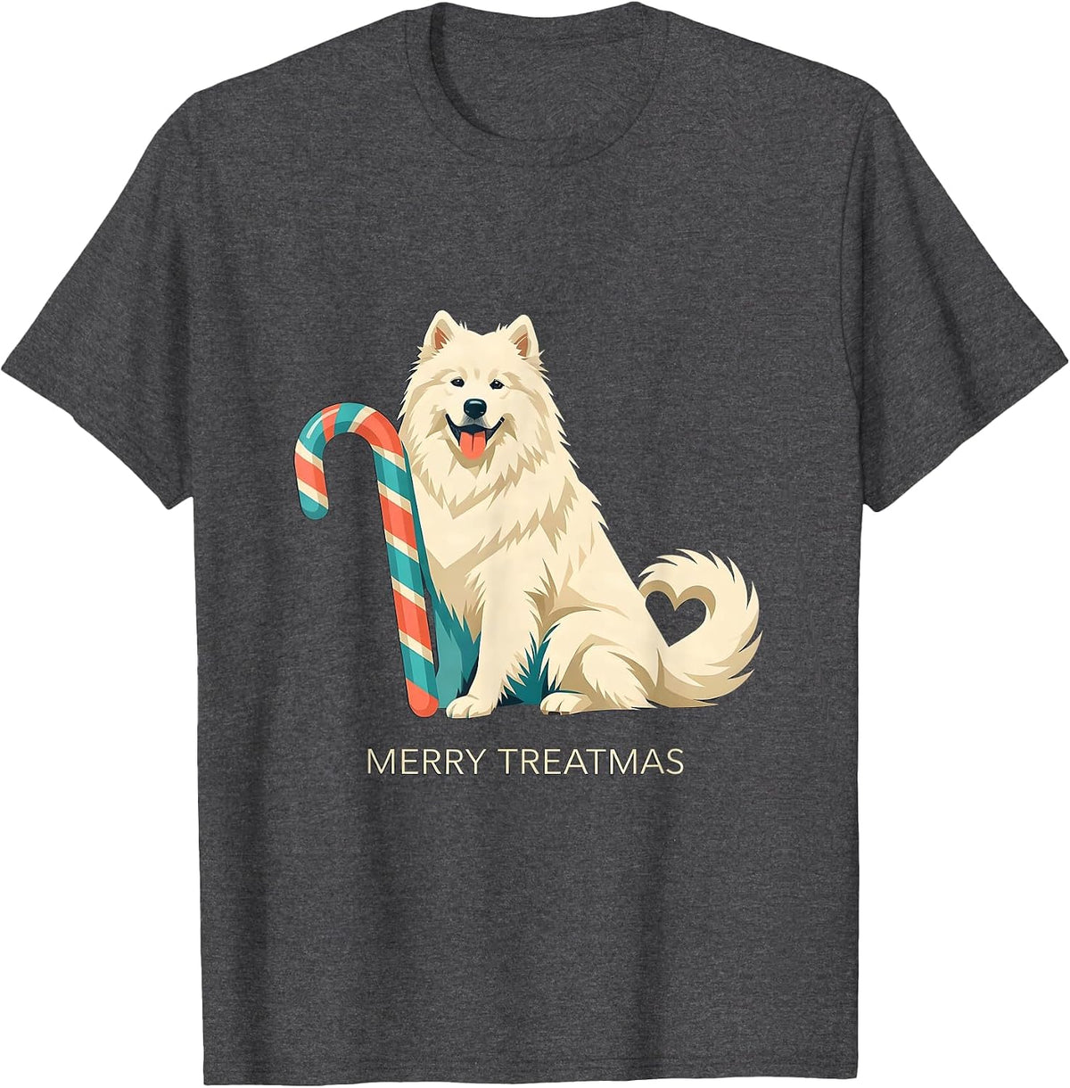 Merry Treatmas Funny Samoyed Christmas Dog Lover Gift T-Shirt - Dark Heather Grey