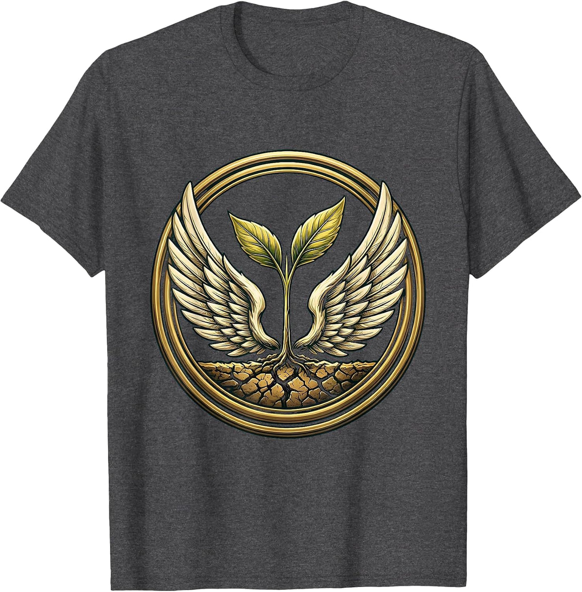 Suicide Prevention Awareness Seedling Sprouting Art T-Shirt - Dark Heather Grey