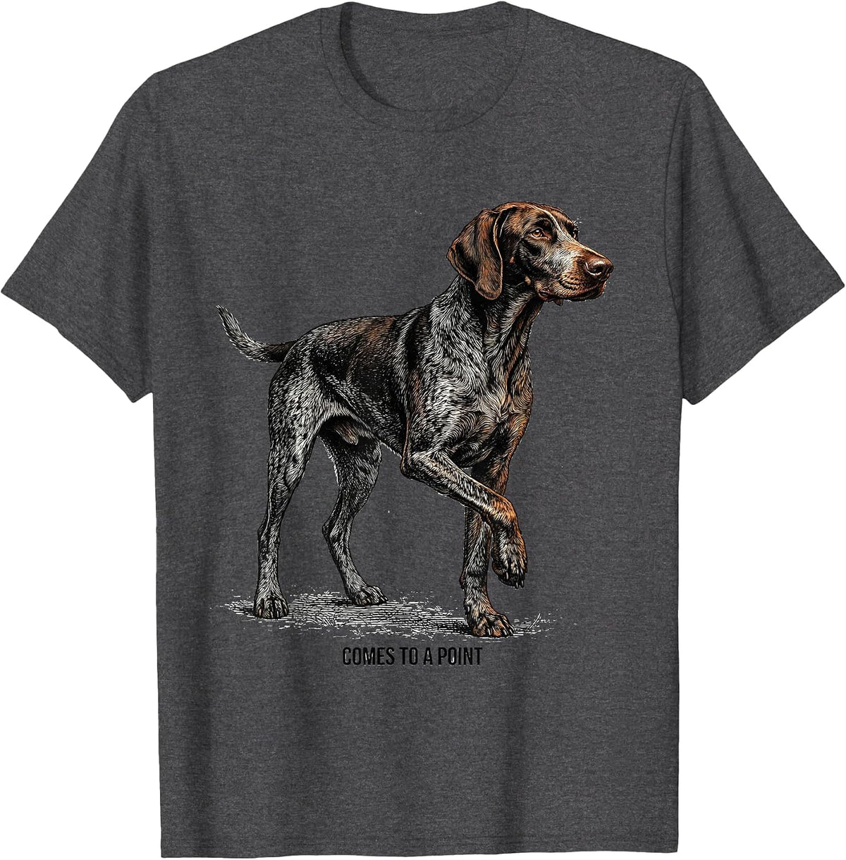 Men's Comes To A Point Funny German Shorthaired Pointer Dog Lover T-Shirt - Dark Heather Grey