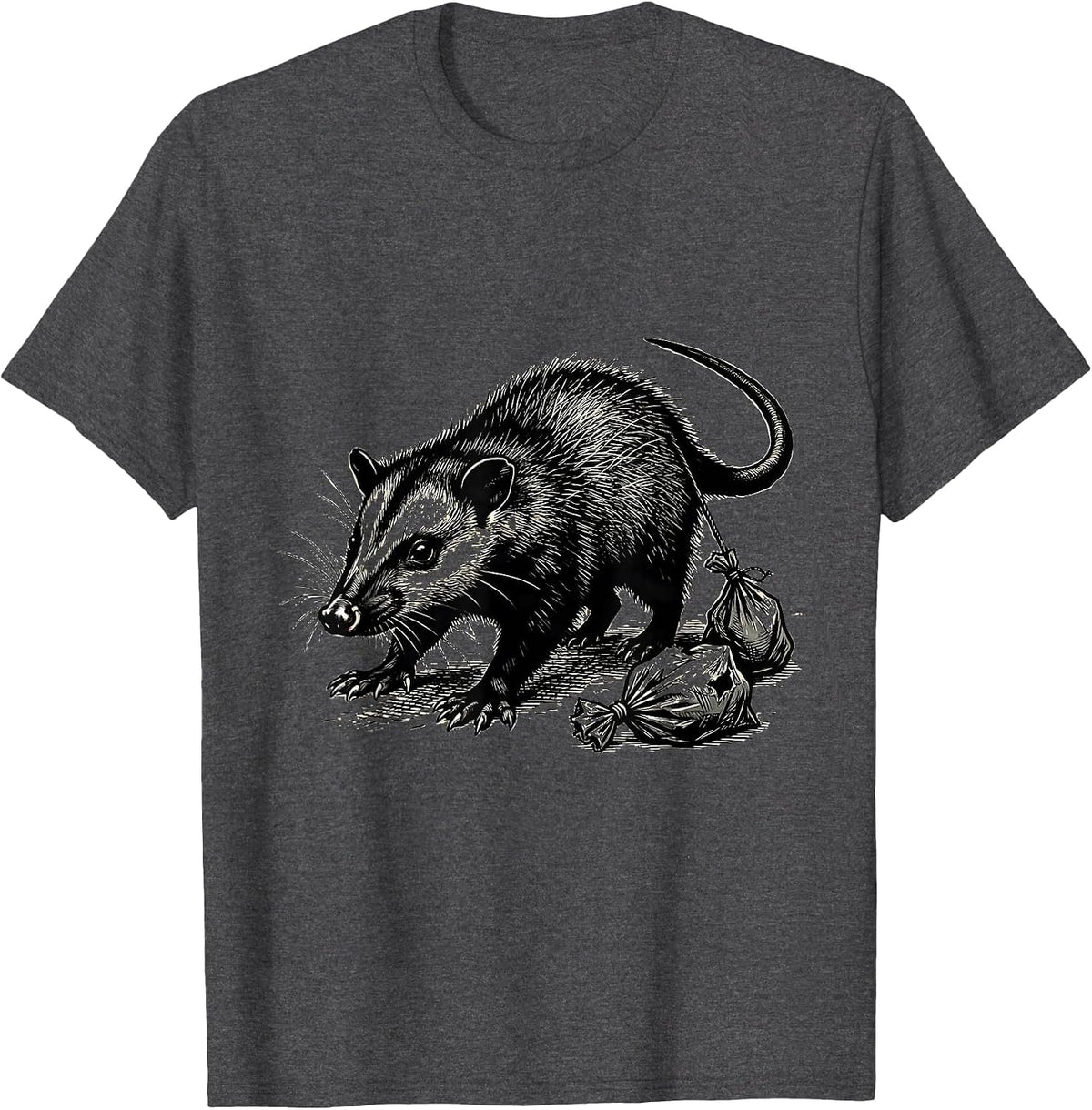 Ragged Opossum Hauling Trash Funny Animal Meme Lover T-Shirt - Dark Heather Grey