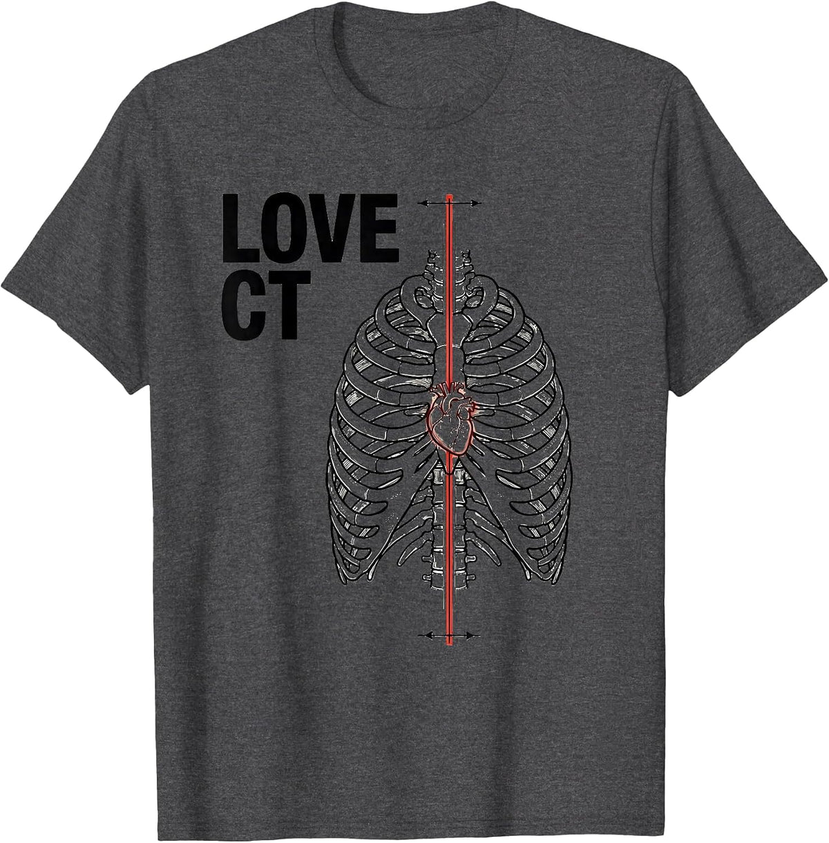 Men's Love CT Funny Radiology Tech Skeleton Humor Valentine Gift T-Shirt - Dark Heather Grey