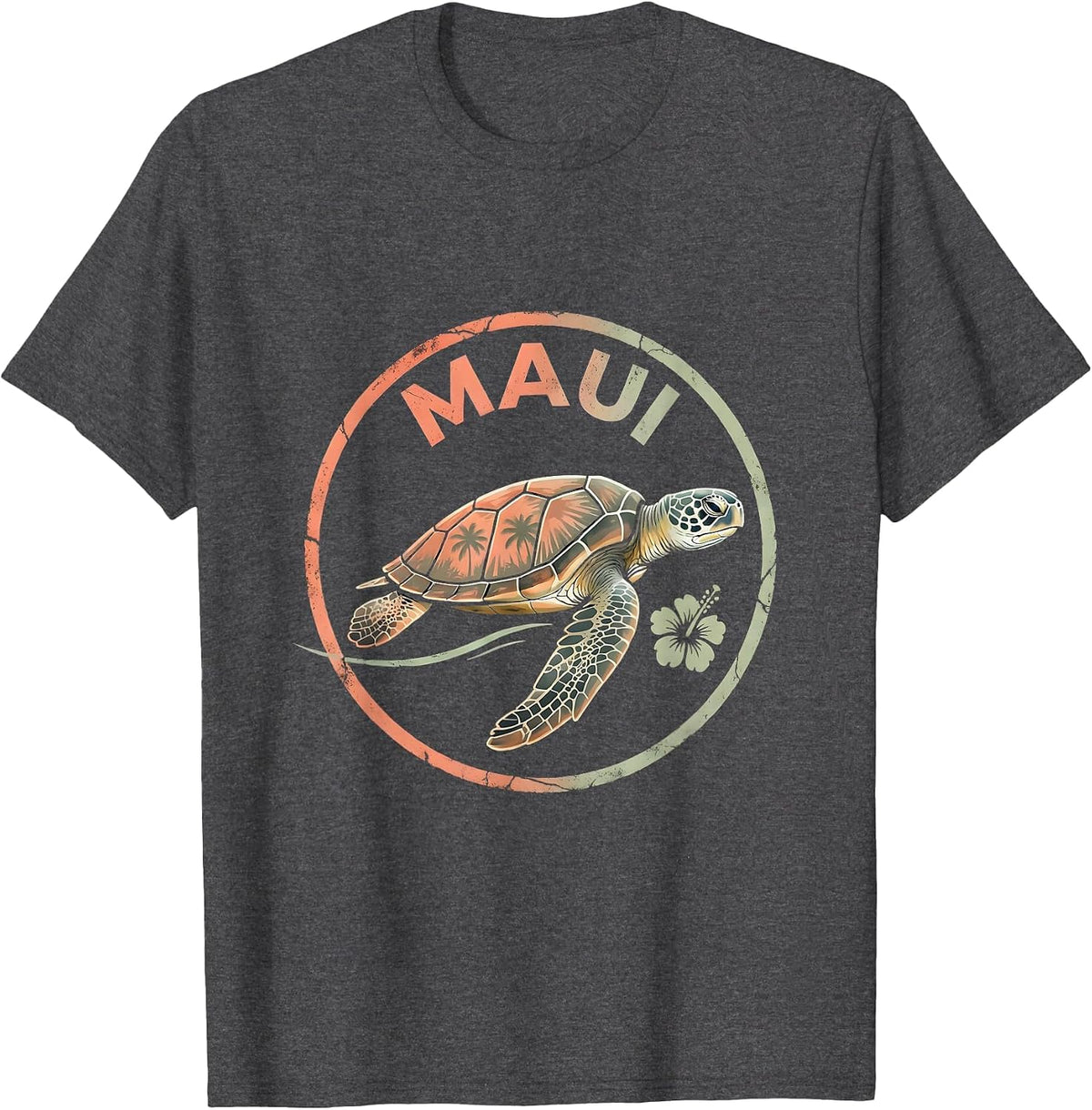 Maui Boho Tropical Sea Turtle Lover Vacation Souvenir T-Shirt - Dark Heather Grey