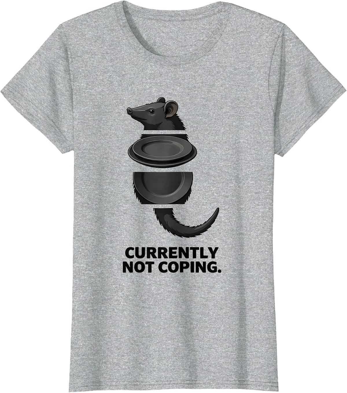 Currently Not Coping Funny Opossum Meme Wildlife Humor T-Shirt - Heather Grey