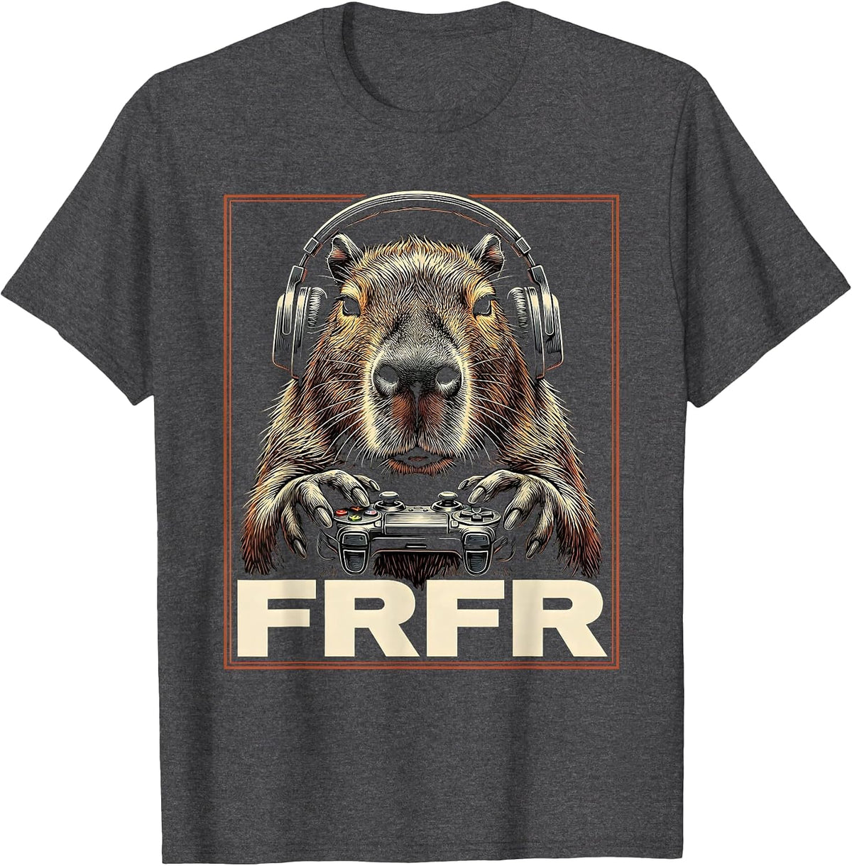 Frfr Capybara Gamer Meme Humor Funny Teen Gift T-Shirt - Dark Heather Grey