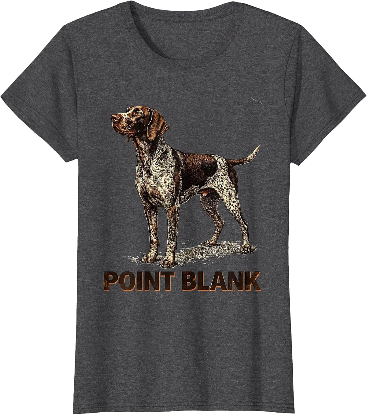 Women's Point Blank Vintage German Shorthaired Pointer Dog Lover T-Shirt - Dark Heather Grey