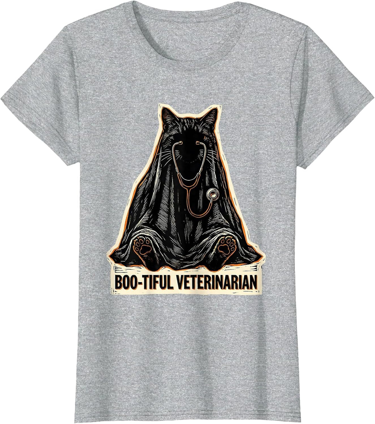 Boo-tiful Veterinarian Funny Vet Tech Halloween Workplace T-Shirt - Heather Grey