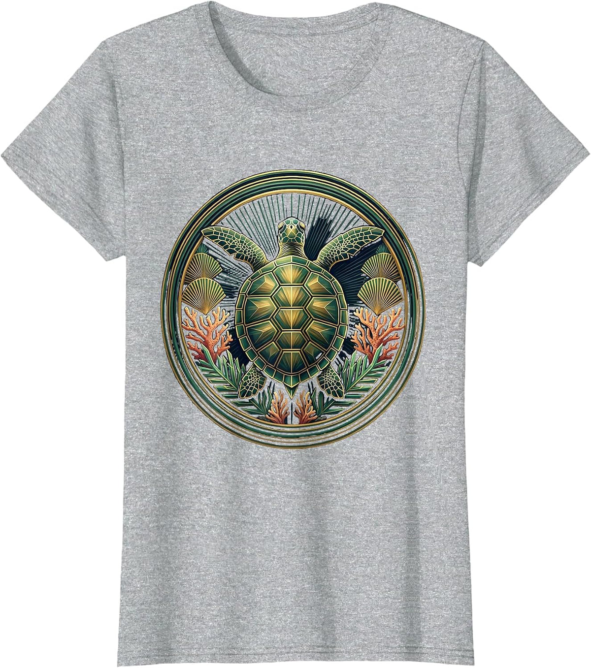 Mexico Sea Turtle Coral Reef Ocean Graphic T-Shirt - Heather Grey