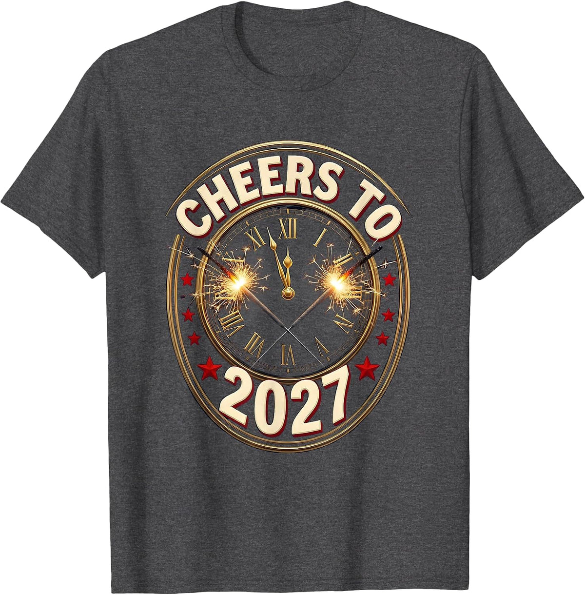 Men's Cheers To 2027 Emblem Novelty Party Countdown T-Shirt - Dark Heather Grey
