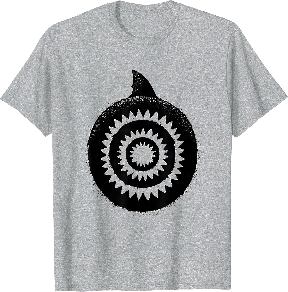 Men's Shark Jaw Protective Emblem Wildlife Humor Novelty T-Shirt - Heather Grey