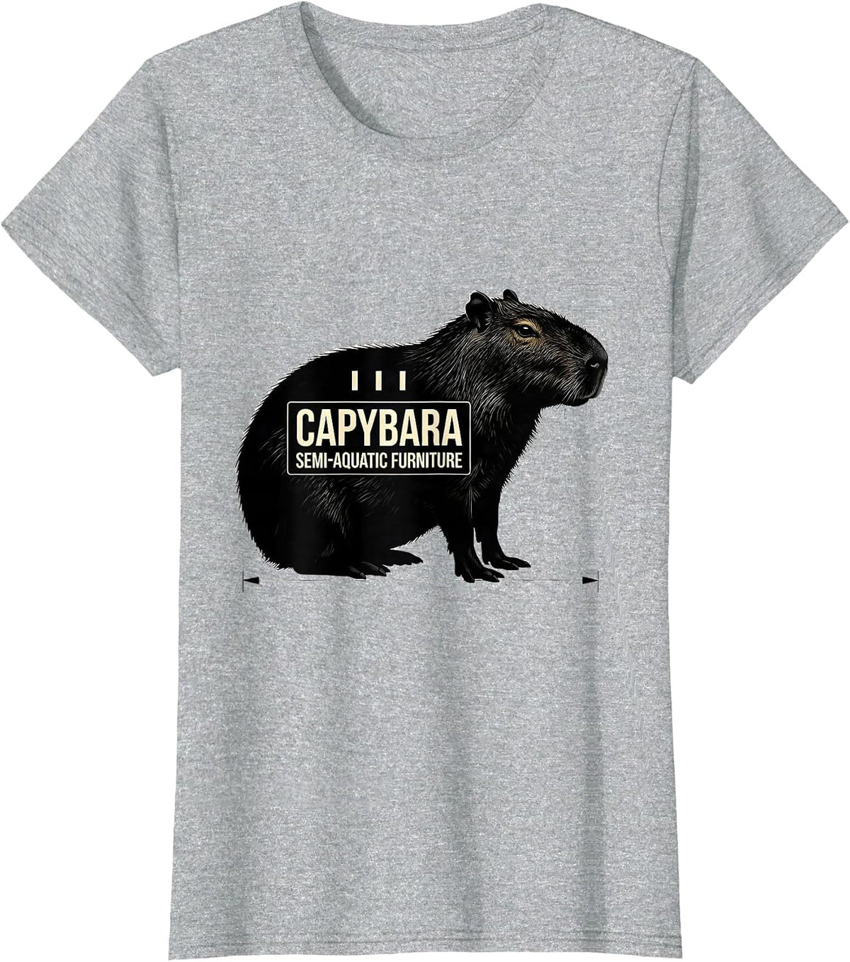 Women's Capybara, Semi-Aquatic Furniture Funny Animal Meme Humor T-Shirt - Heather Grey