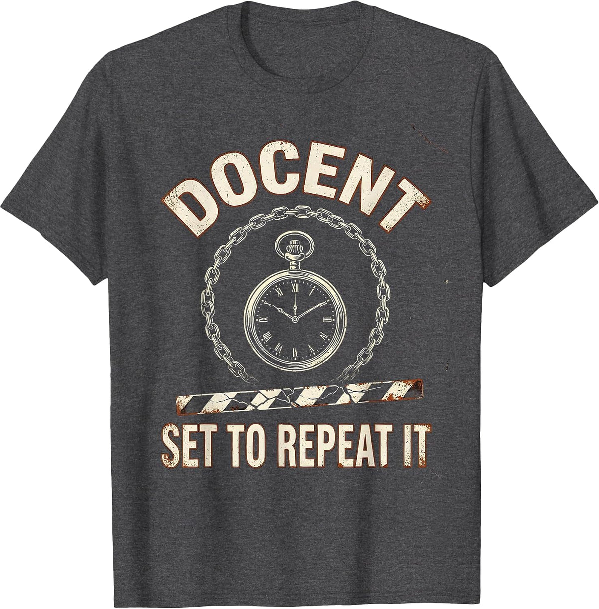 Docent: Set To Repeat It Funny History Teacher History Buff T-Shirt - Dark Heather Grey