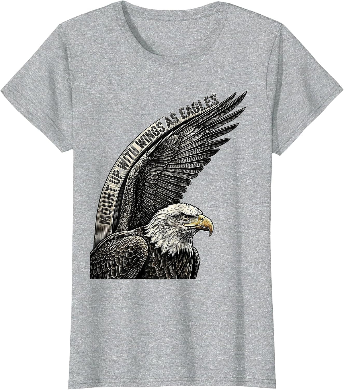 Women's Mount Up With Wings As Eagles Line Art Eagle Lover Gift T-Shirt - Heather Grey