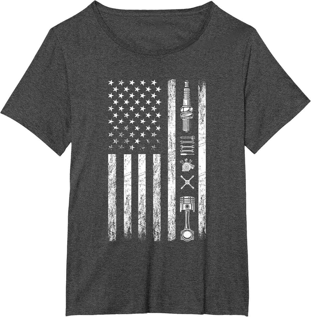 Mechanic US Flag Patriotic Worker Patriot USA Mechanic T-Shirt - Dark Heather Grey