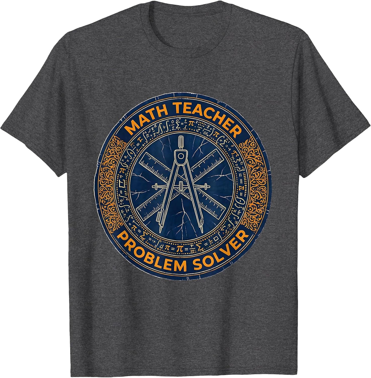 Math Teacher Problem Solver Graphic Design T-Shirt - Dark Heather Grey