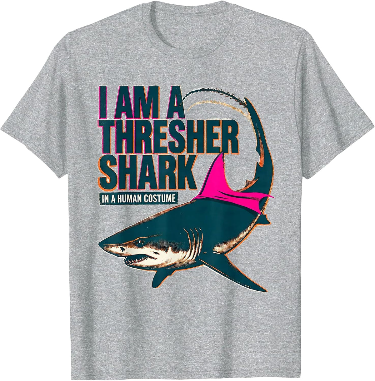 Men's I Am A Thresher Shark In A Human Costume Halloween T-Shirt - Heather Grey