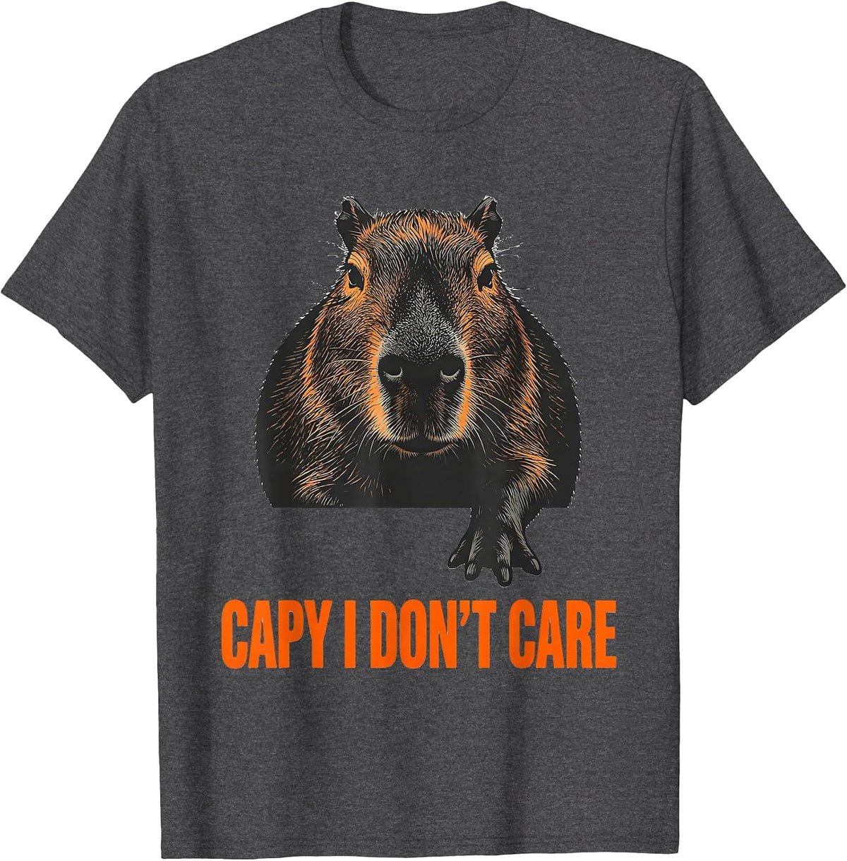 Capy I Don't Care Funny Capybara Meme Animal Humor T-Shirt - Dark Heather Grey