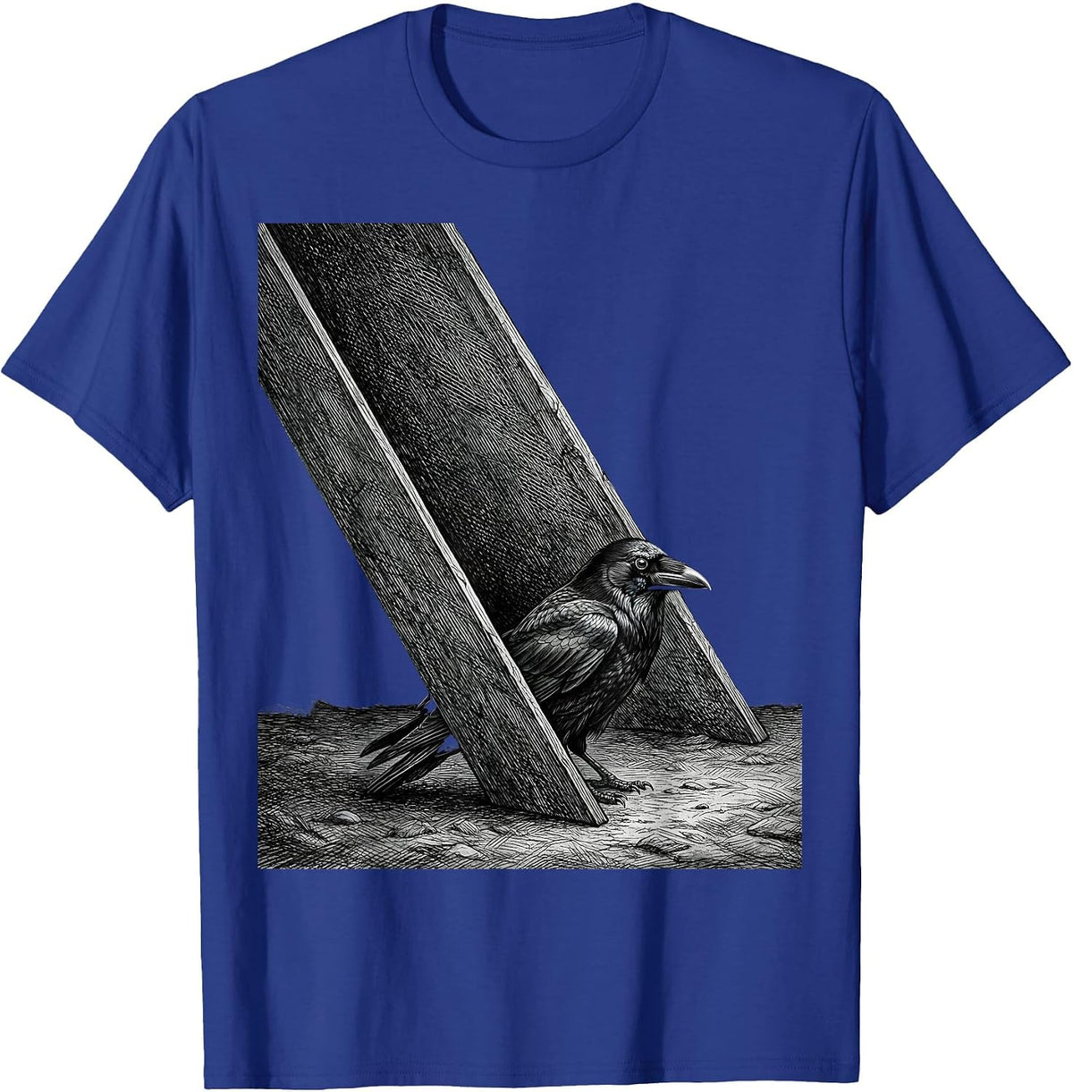 Men's Crow Raven Silhouette Gothic Dark Humor Bird Lover T-Shirt - Royal Blue