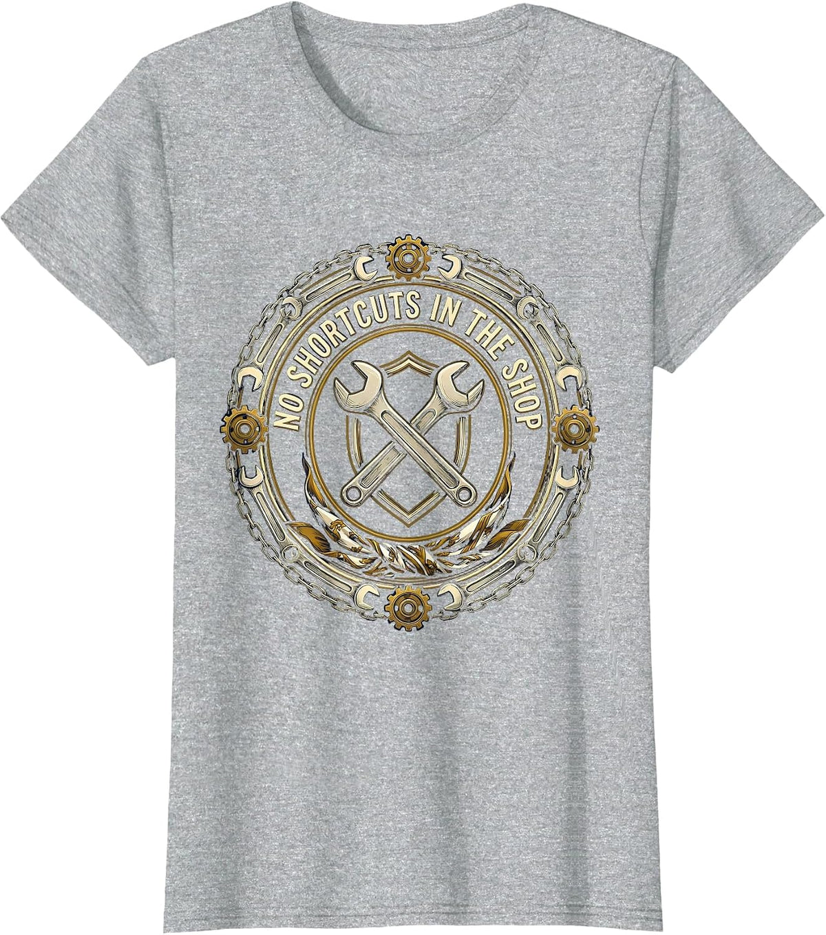 No Shortcuts in the Shop Mechanic Design T-Shirt - Heather Grey
