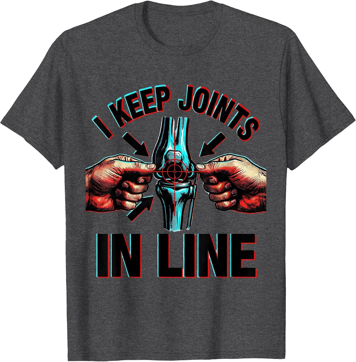 Men's I Keep Joints in Line Funny Massage Therapist Chiropractor T-Shirt - Dark Heather Grey