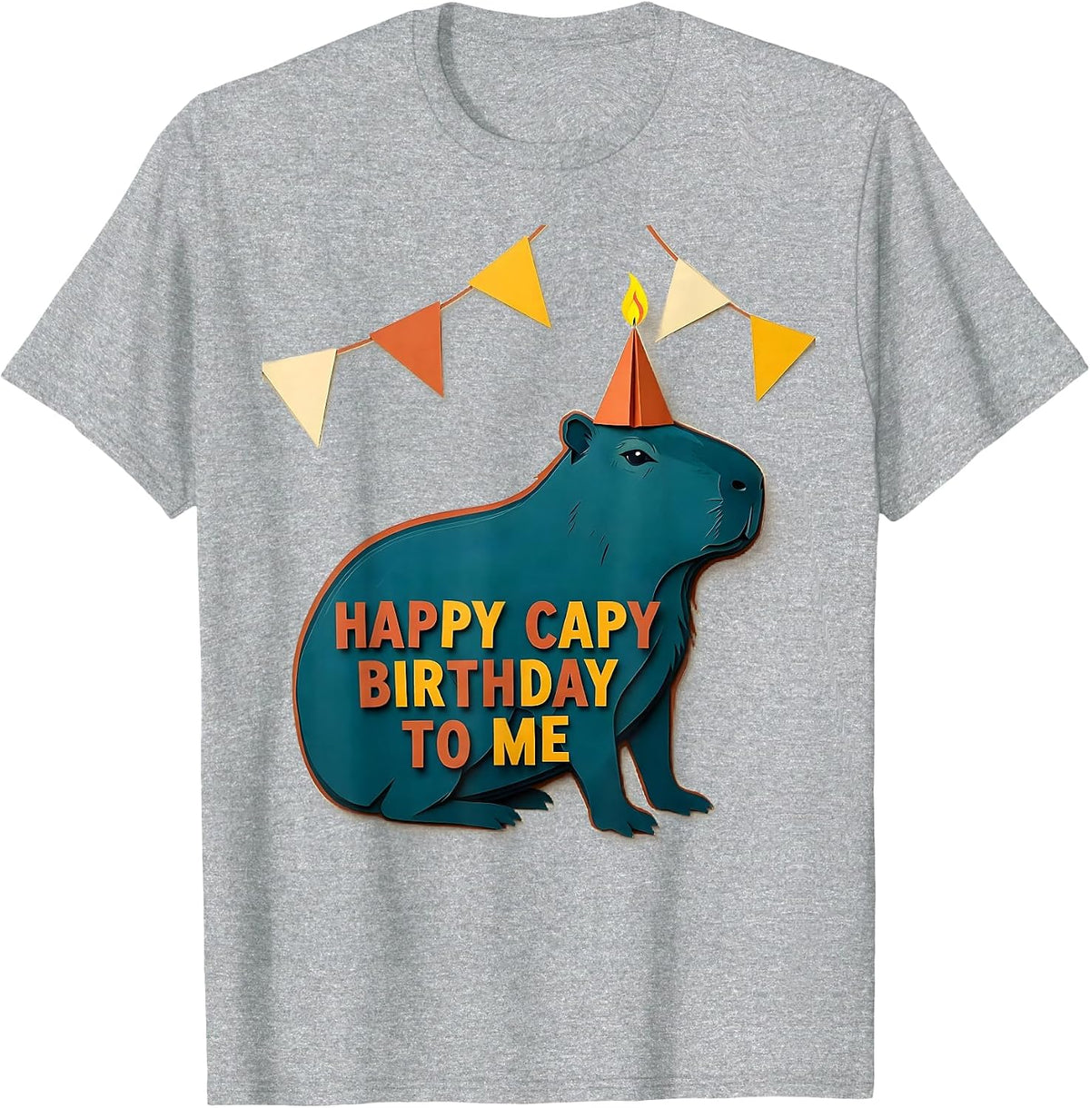 Men's Happy Capy Birthday To Me Playful Kids Party Humor Capybara T-Shirt - Heather Grey