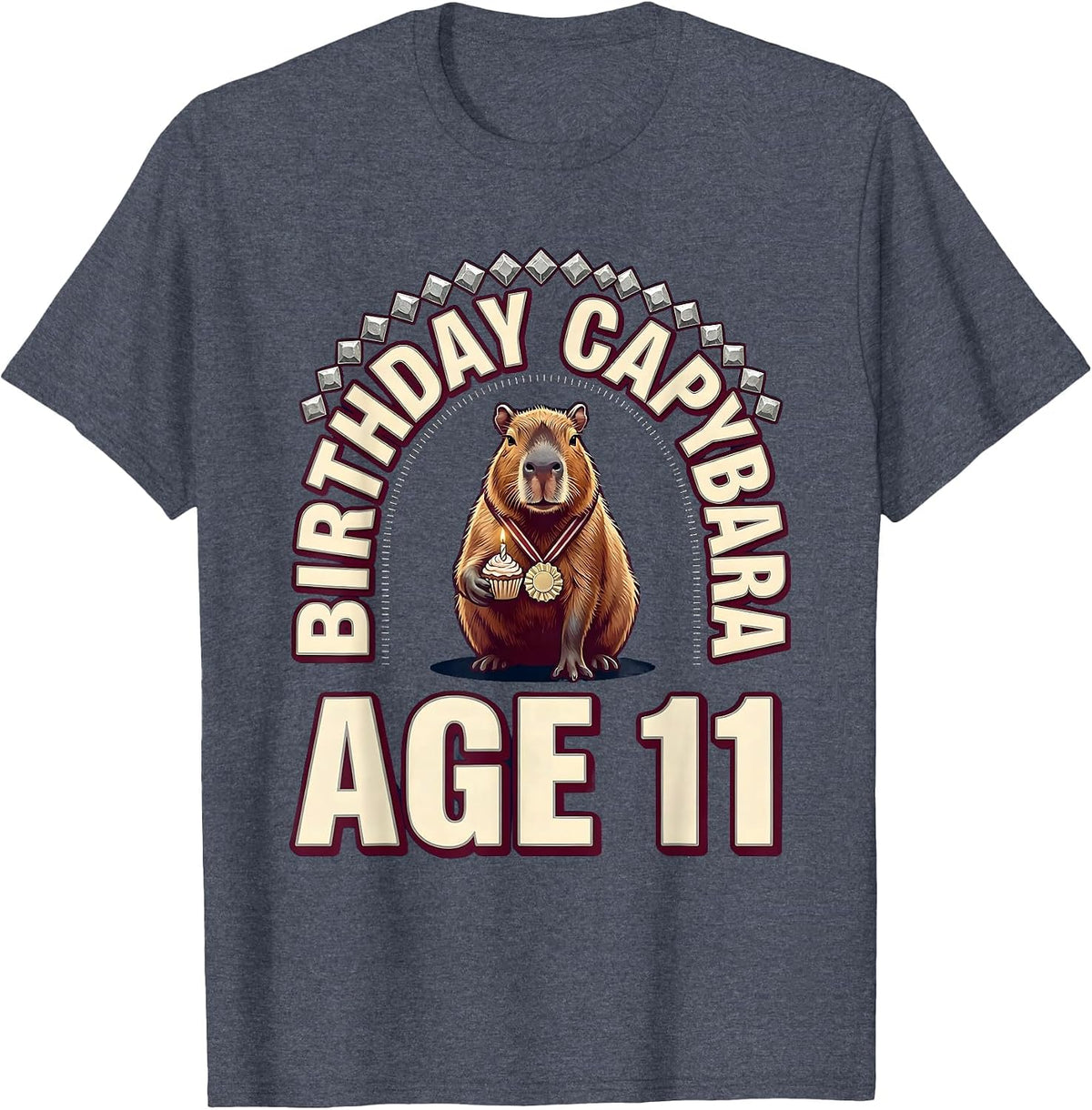 Birthday Capybara Age 11 Kawaii Cute Animal Birthday Gift T-Shirt - Heather Blue